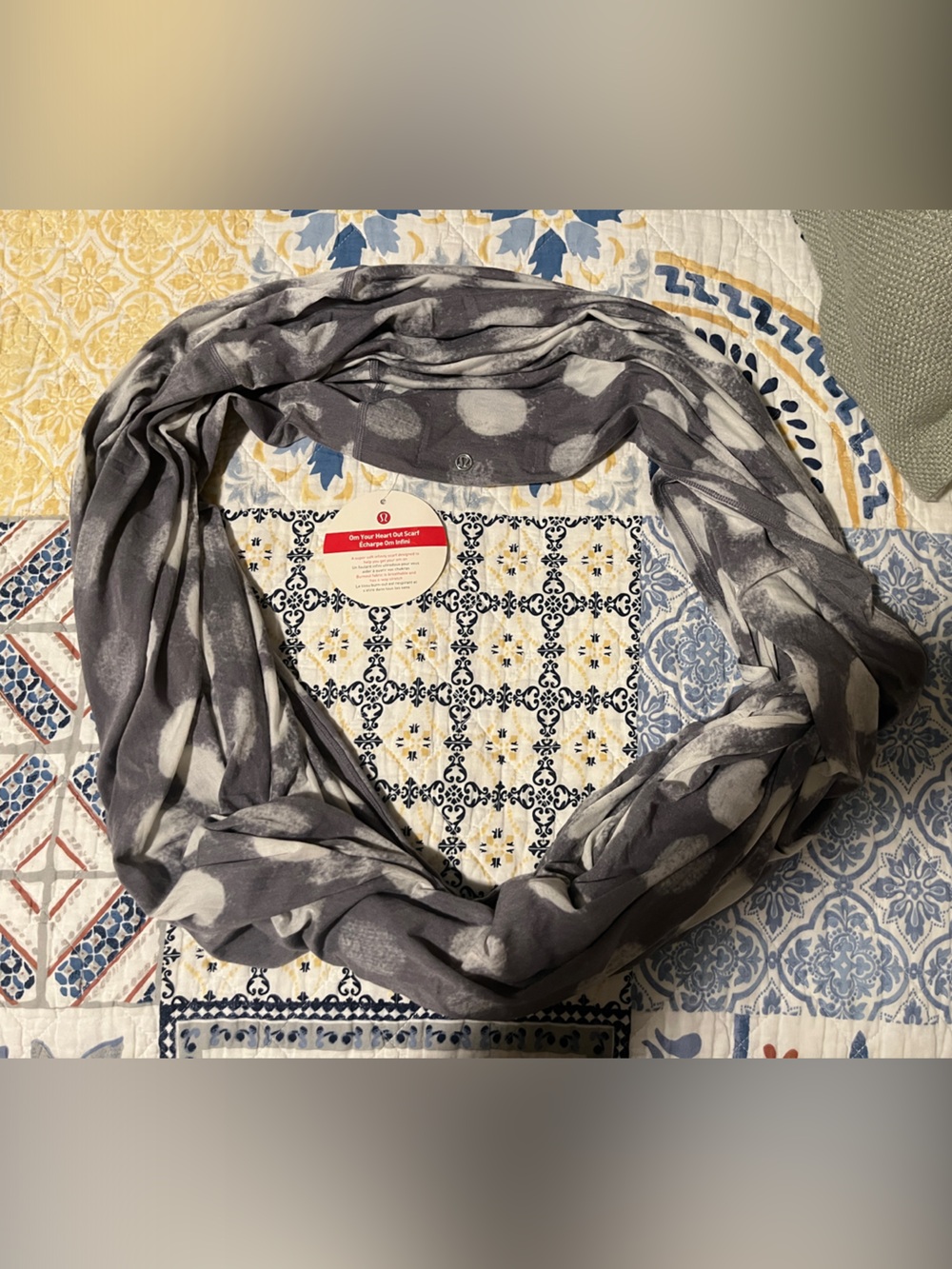 lululemon athletica Gray and White Dot Infinity Scarf